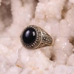 انگشتر عقیق مشکی مردانه کد 6252