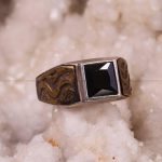 انگشتر عقیق مشکی مردانه کد 6253