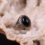 انگشتر عقیق مشکی مردانه کد 6254