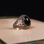 انگشتر عقیق مشکی مردانه کد 6260