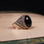 انگشتر عقیق مشکی مردانه کد 6261