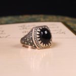 انگشتر عقیق مشکی مردانه کد 6263