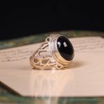 انگشتر عقیق مشکی مردانه کد 6265