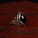 انگشتر عقیق مشکی مردانه کد 6267