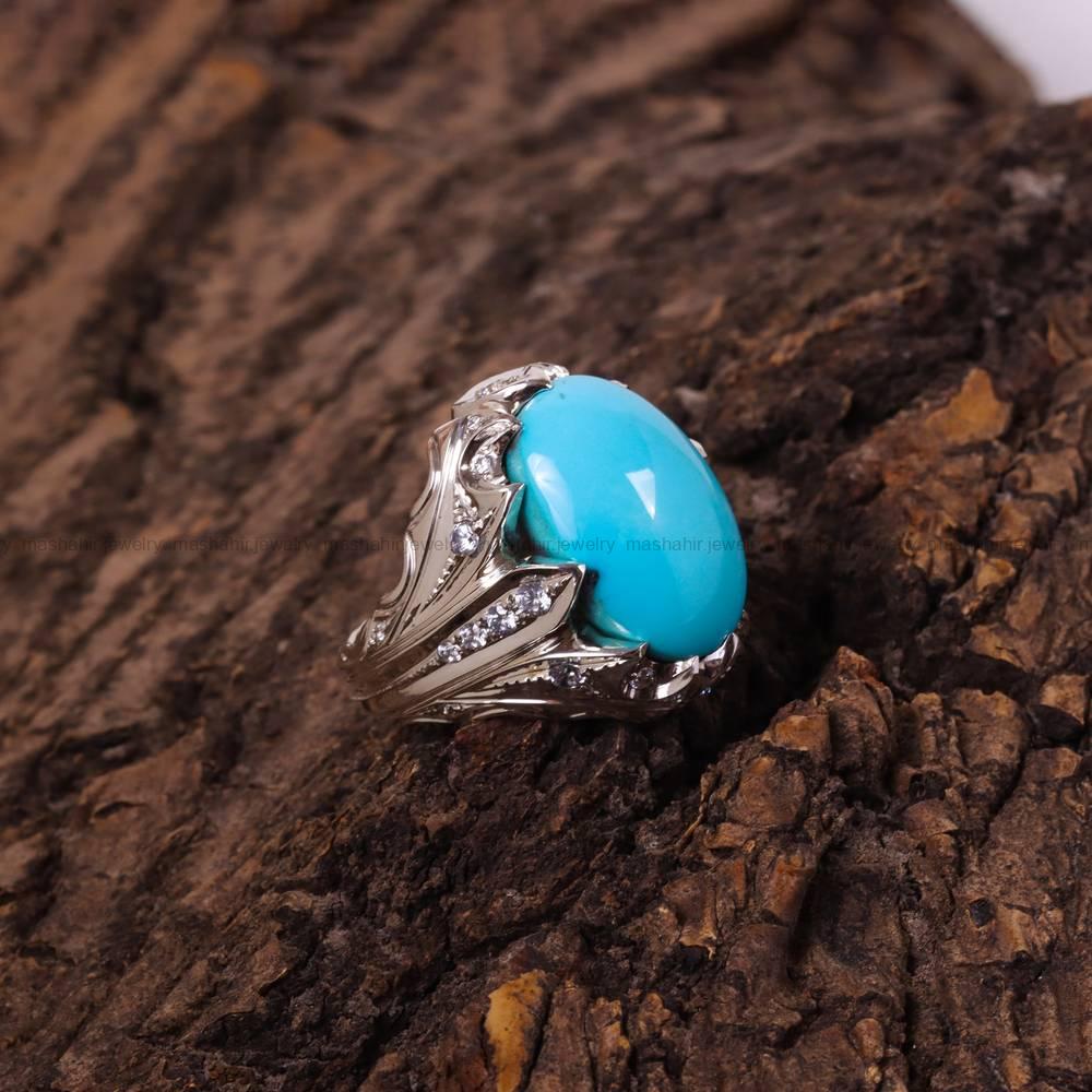 انگشتر فیروزه عجمی مردانه کد 6231