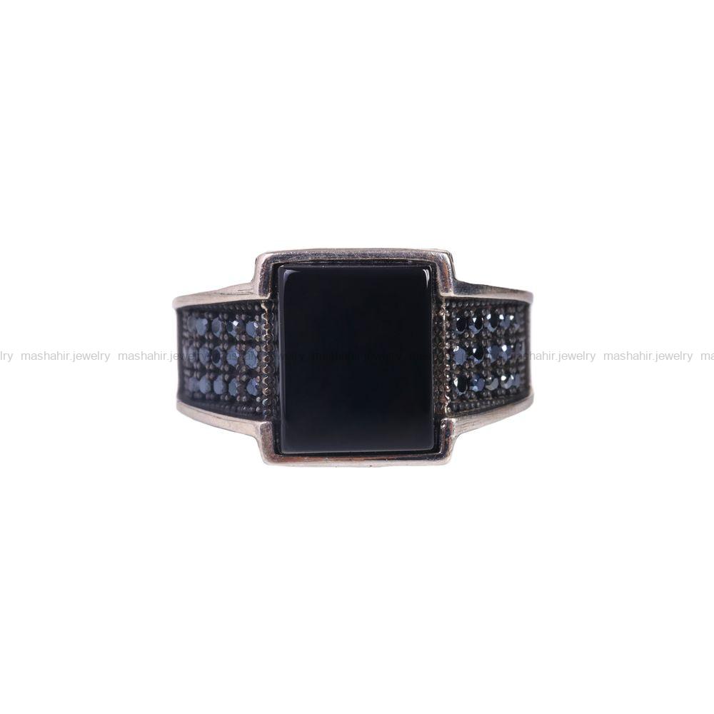انگشتر عقیق مشکی مردانه کد 6779