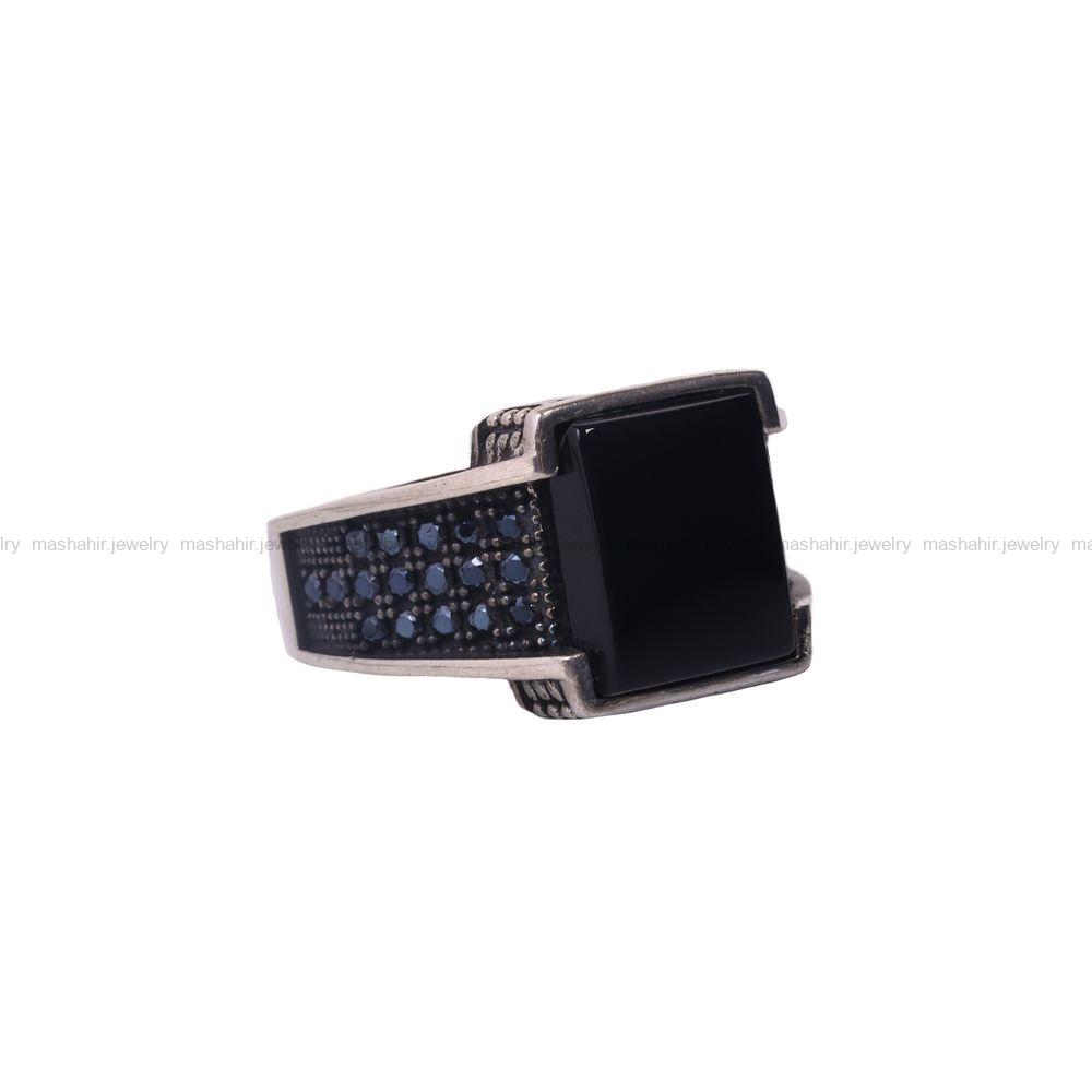 انگشتر عقیق مشکی مردانه کد 6779