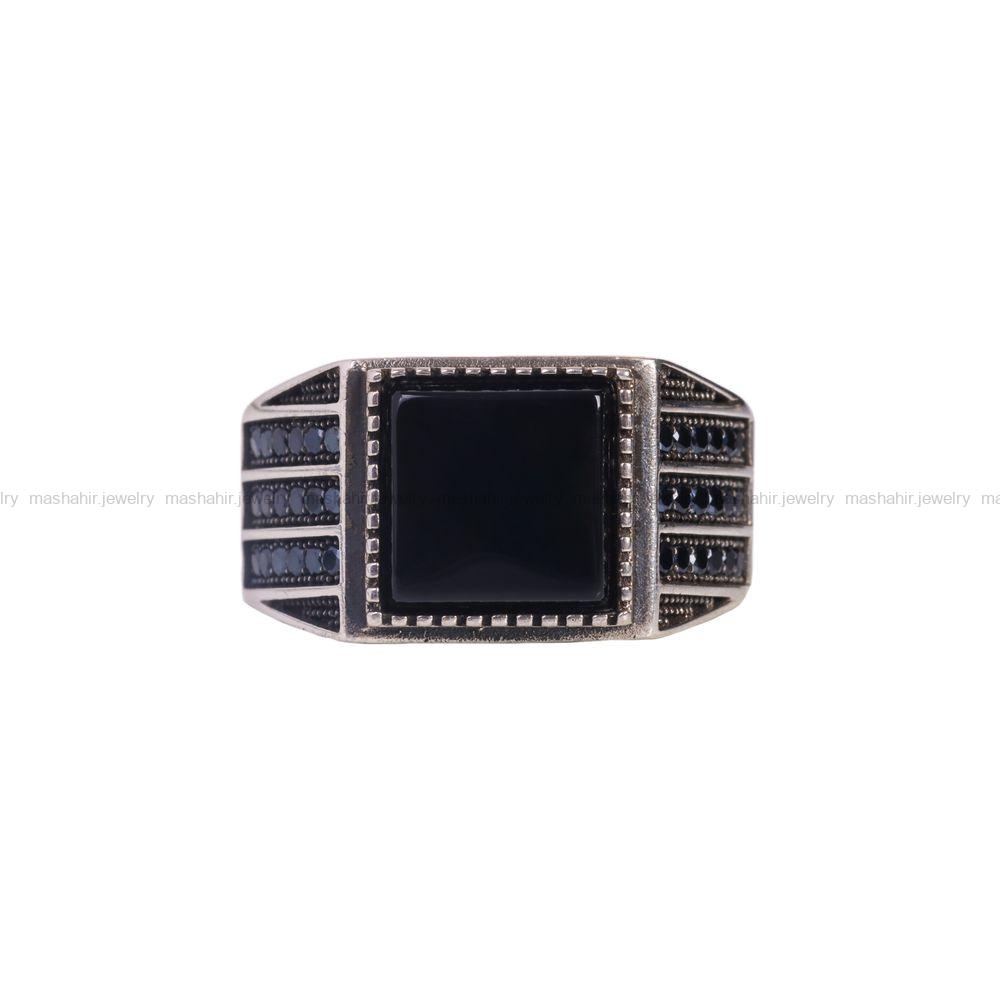 انگشتر عقیق مشکی مردانه کد 6798