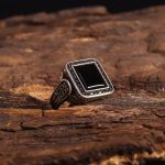 انگشتر عقیق مشکی مردانه کد 6764
