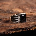 انگشتر عقیق مشکی مردانه کد 6766