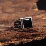 انگشتر عقیق مشکی مردانه کد 6769