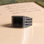 انگشتر عقیق مشکی مردانه کد 6770