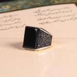 انگشتر عقیق مشکی مردانه کد 6773