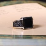 انگشتر عقیق مشکی مردانه کد 6776