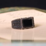 انگشتر عقیق مشکی مردانه کد 6778