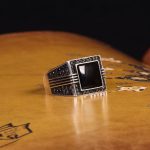 انگشتر عقیق مشکی مردانه کد 6782