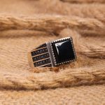 انگشتر عقیق مشکی مردانه کد 6787