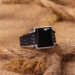 انگشتر عقیق مشکی مردانه کد 6788