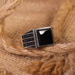 انگشتر عقیق مشکی مردانه کد 6789