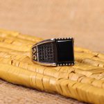 انگشتر عقیق مشکی مردانه کد 6794