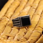 انگشتر عقیق مشکی مردانه کد 6797