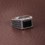 انگشتر عقیق مشکی مردانه کد 6800