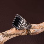 انگشتر عقیق مشکی مردانه کد 6804