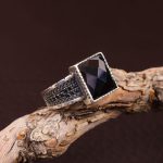 انگشتر عقیق مشکی مردانه کد 6807