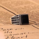 انگشتر عقیق مشکی مردانه کد 6809