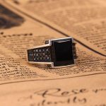 انگشتر عقیق مشکی مردانه کد 6811