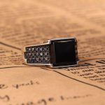 انگشتر عقیق مشکی مردانه کد 6812