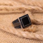 انگشتر عقیق مشکی مردانه کد 6815