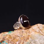 انگشتر عقیق مشکی مردانه کد 6820