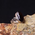 انگشتر عقیق مشکی مردانه کد 6823