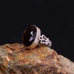 انگشتر عقیق مشکی مردانه کد 6824