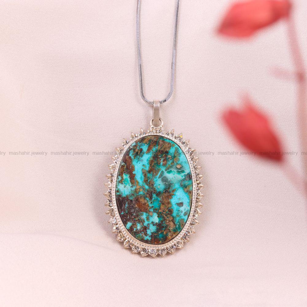 گردنبند فیروزه زنانه کد 6602