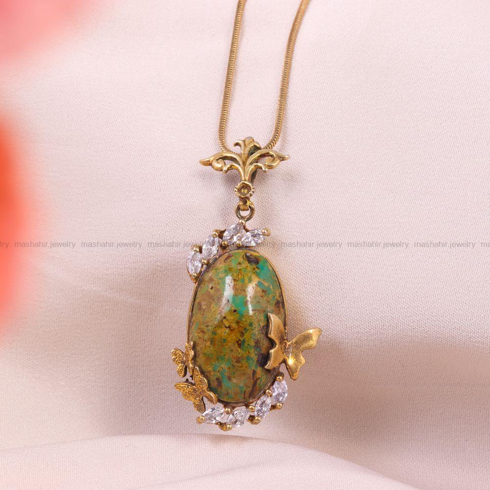 گردنبند فیروزه زنانه کد 6605