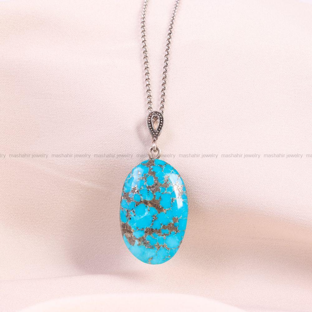 گردنبند فیروزه زنانه کد 6606