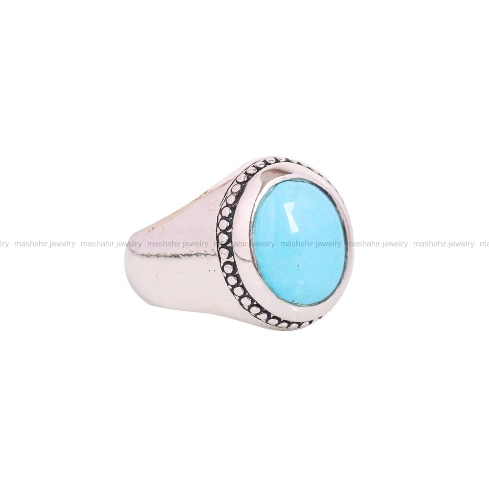 انگشتر فيروزه عجمی مردانه کد 6599