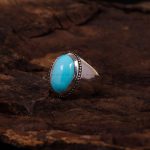 انگشتر فيروزه عجمی مردانه کد 6576