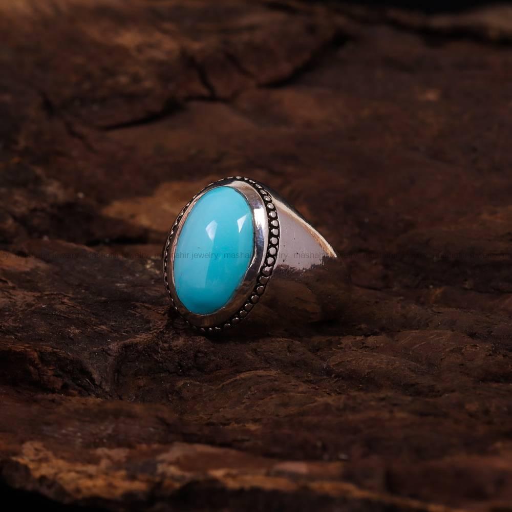 انگشتر فيروزه عجمی مردانه کد 6576