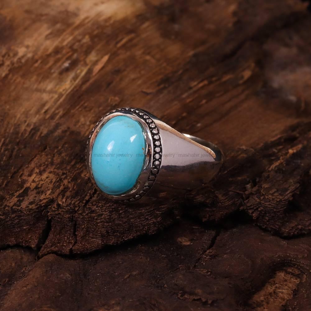 انگشتر فيروزه عجمی مردانه کد 6577