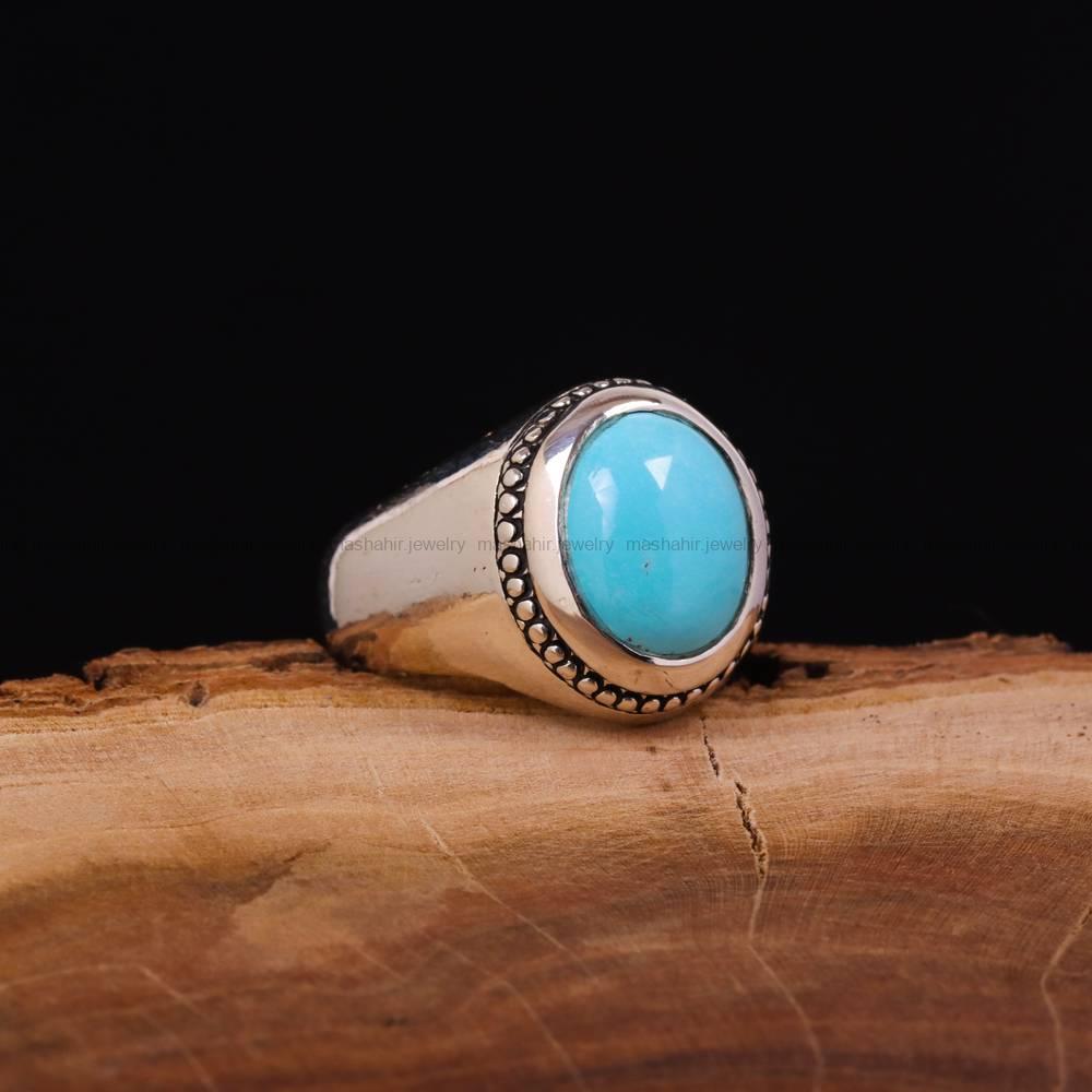 انگشتر فيروزه عجمی مردانه کد 6599