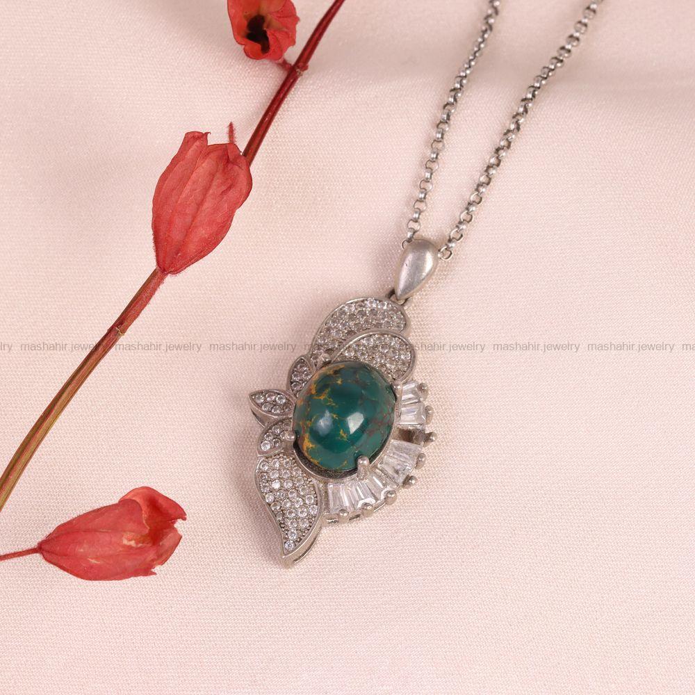 گردنبند فیروزه زنانه کد 6632