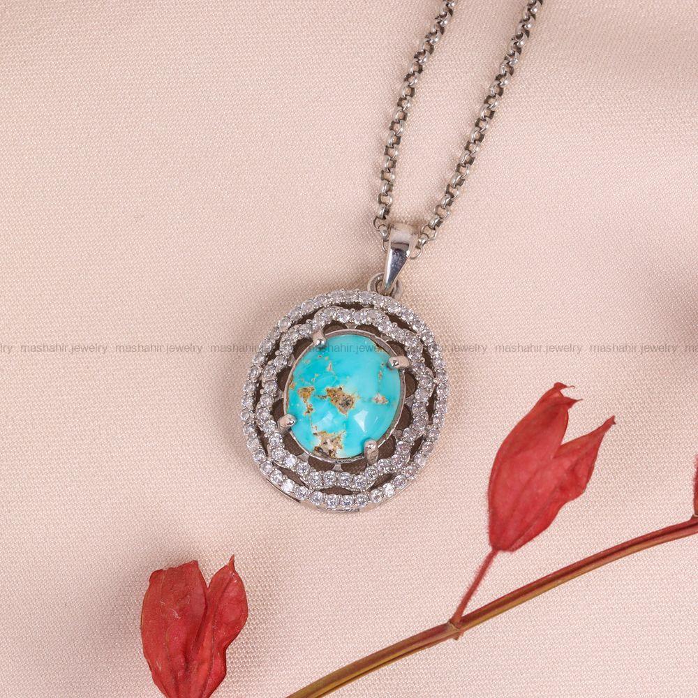 گردنبند فیروزه زنانه کد 6633
