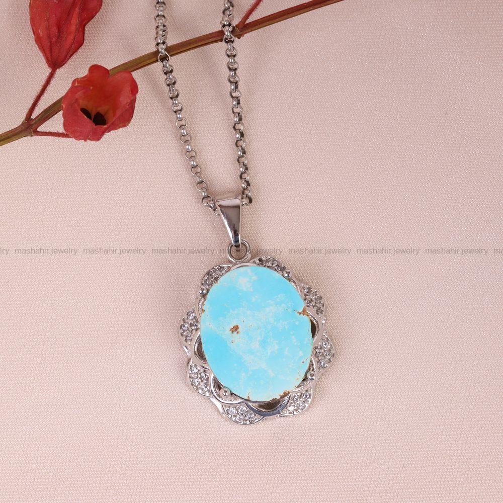 گردنبند فیروزه زنانه کد 6634