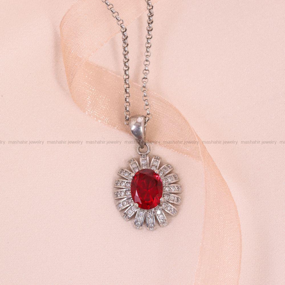 گردنبند طرح یاقوت زنانه کد 6654