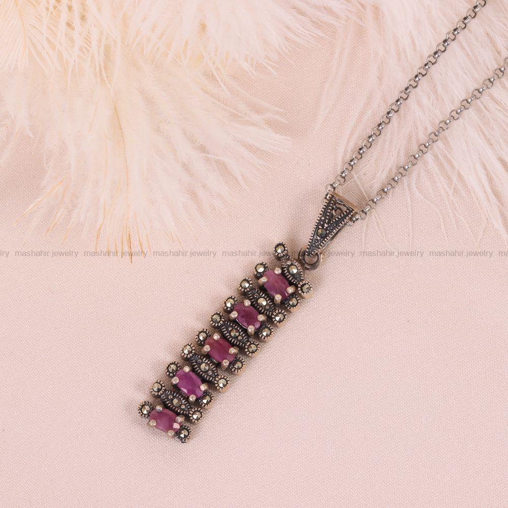 گردنبند یاقوت سرخ زنانه کد 6665