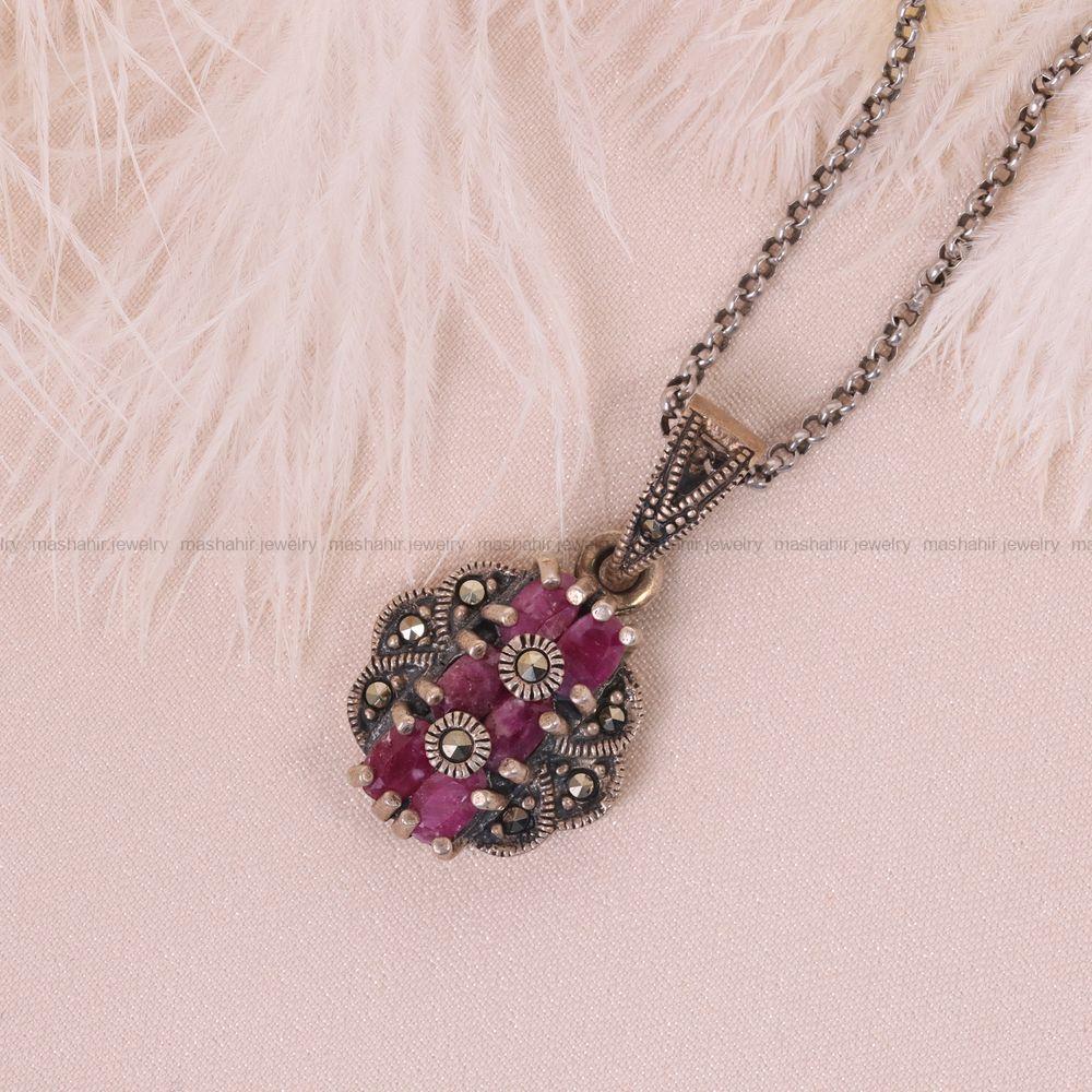 گردنبند یاقوت سرخ زنانه کد 6666