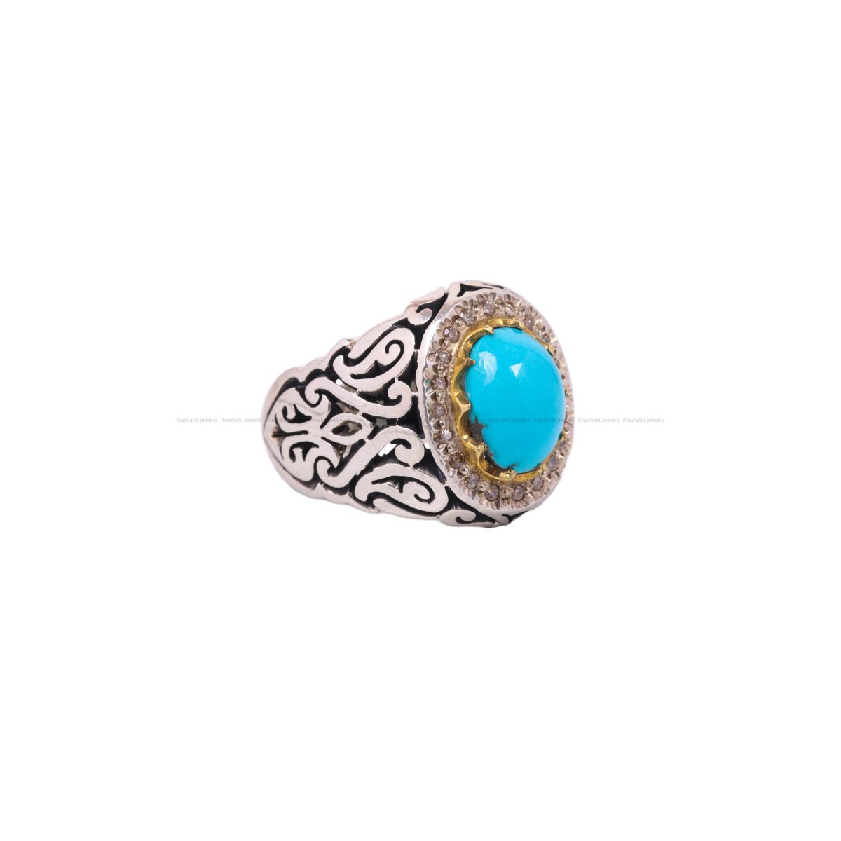 انگشتر فيروزه عجمی مردانه کد 6762